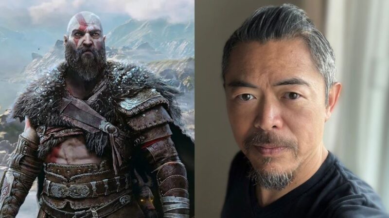 Kratos, the main character of God of War, and his creator, Charlie Wen