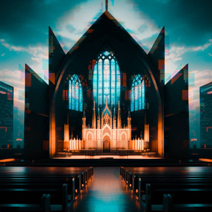 A generated image of a digital church