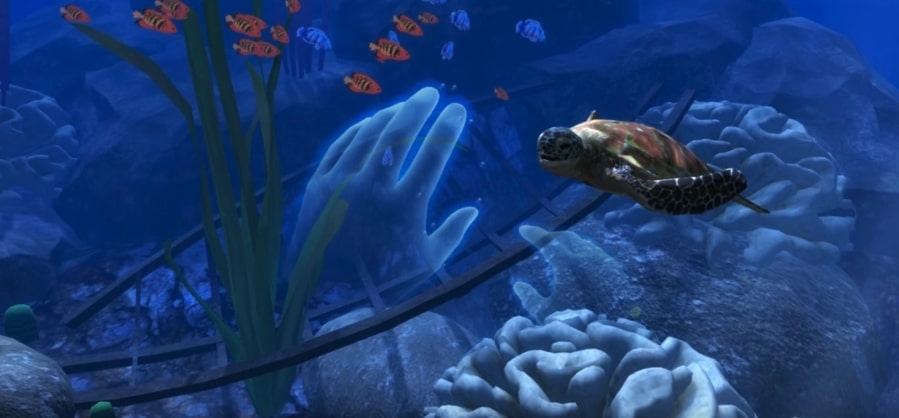 A turtle is nearby! Let's explore the reefs! π’