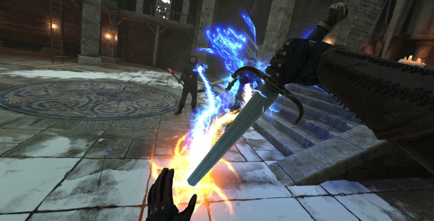 Swing your blade in a mystical cave by a glowing lake pure VR intensity!