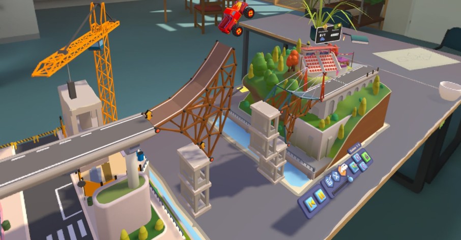 Design a ramp for a car to soar VR physics at its finest!