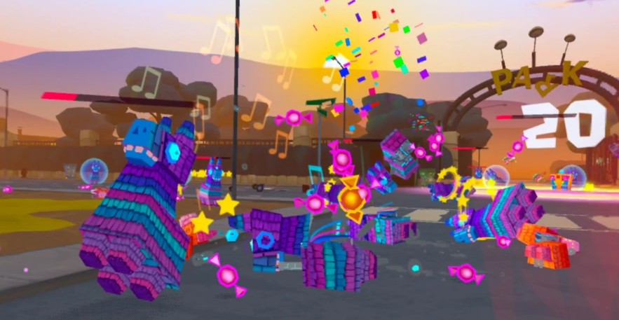 Smash a colorful piñata spilling candy in a wild, chaotic arena!
