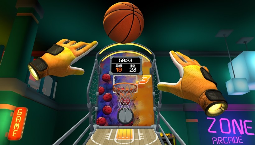 Transform your living room with Just Hoops! Sink a shot in this retro arcade VR setup, complete with a classic hoop - pure fun at home! π