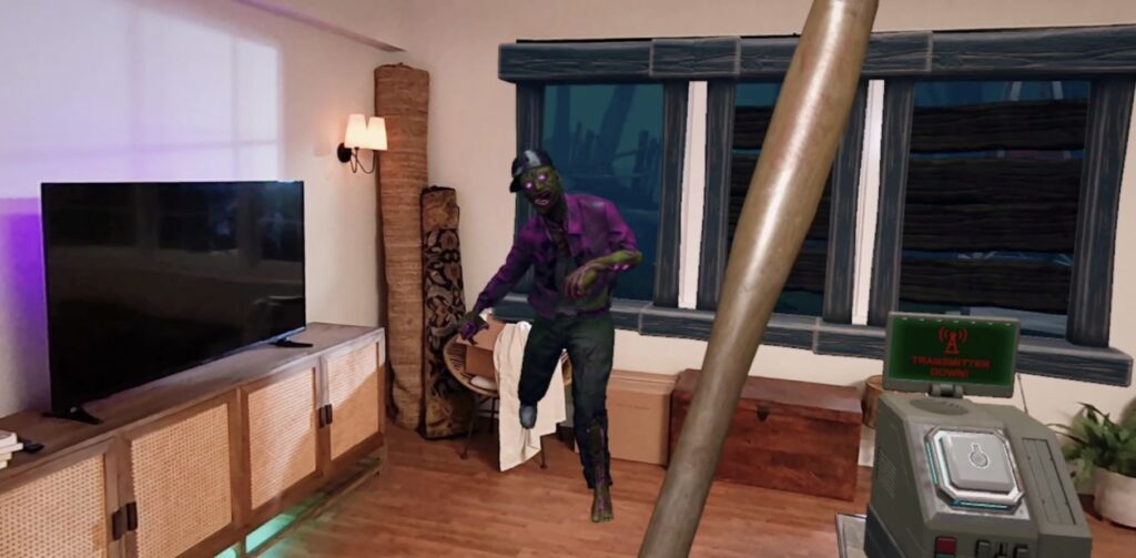 Fight the zombie staggering through your cozy living room, which has turned into a battlefield!