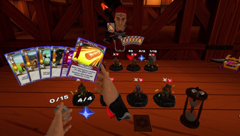 Battle with cards and figurines in a lively tavern bluffs that hurt await!