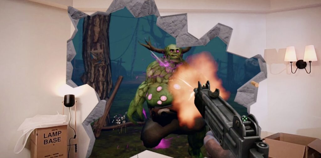 A zombie breaks through the wall! Your nightmare has become a reality!