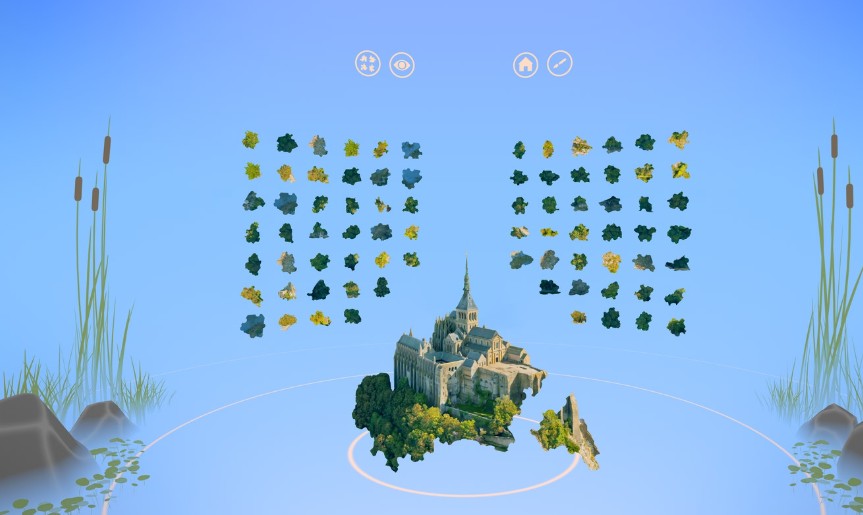 You assemble pieces in full 6-DoF with a satisfying haptic “click,” using textures and lighting cues for orientation.