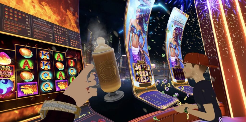 MR mode anchors roulette and poker tables to your real furniture, reducing VR fatigue.