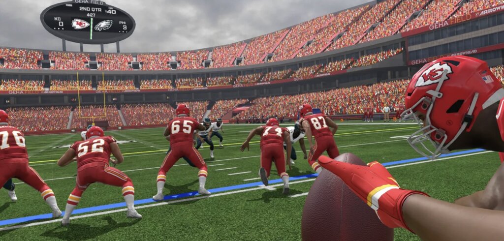 Dual gameplay: QB & Linebacker - QB focuses on biomechanics (hip torque, footwork, release), Linebacker on run reads, shedding blocks & stopping momentum; Assisted Accuracy mode for beginners.