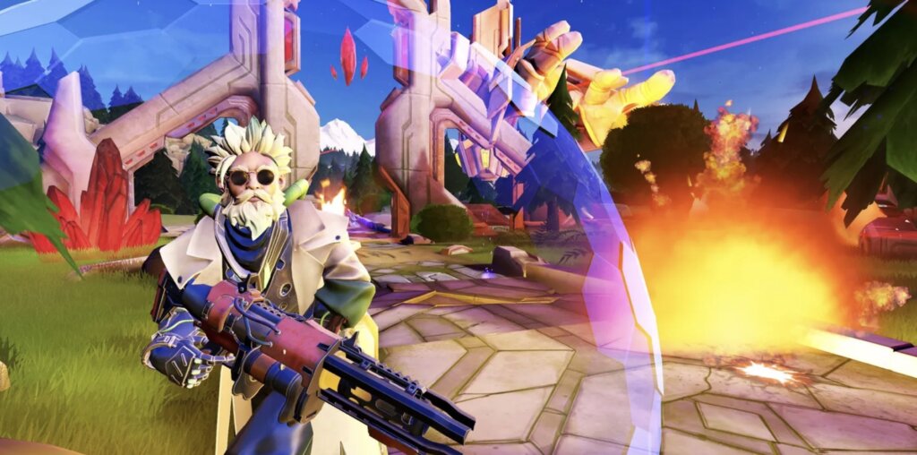 STARVAULT is framed as a free 5v5 VR MOBA, replacing mouse/keyboard inputs with full-body movement (dodging by twisting, buffs by physically grabbing orbs).